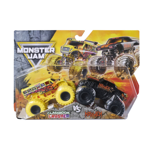 Avioane si Elicoptere jucărie - MONSTER JAM SET 2 MASINUTE METALICE CLASSROOM CRUSHER SI MAYHEM SCARA 1 LA 64