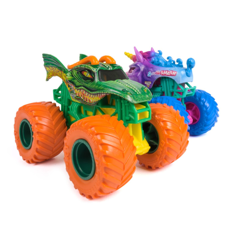 MONSTER JAM SET 2 MASINUTE METALICE DRAGON SI SPARKLE SMASH SCARA 1 LA 64 [2]
