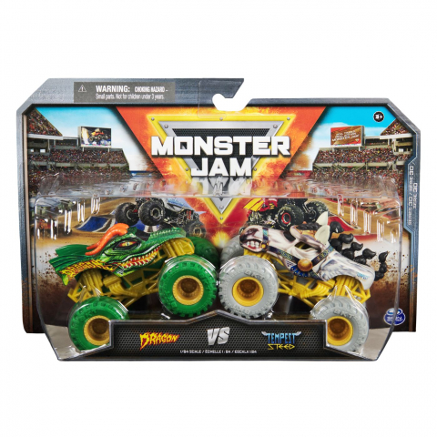 Jocuri si articole copii - MONSTER JAM SET 2 MASINUTE METALICE DRAGON SI TEMPEST SPEED SCARA 1 LA 64