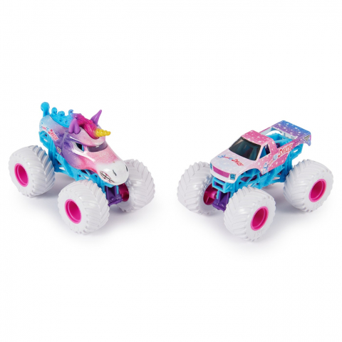 MONSTER JAM SET 2 MASINUTE METALICE SPARKLE SMASH SCARA 1:64 [1]