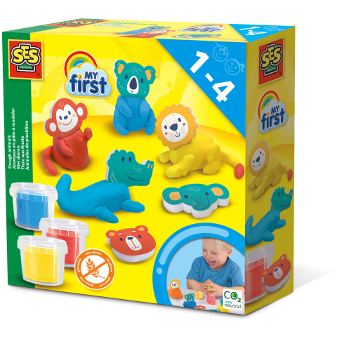 Plastilina - Set modelaj cu 3 recipiente cu plastilina si 6 figurine spuma ,1-4 ani
