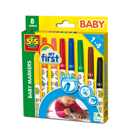 Materiale pentru pictură și desen - Set 8 markere colorate pentru copii, My First, ergonomice și sigure pentru primele desene