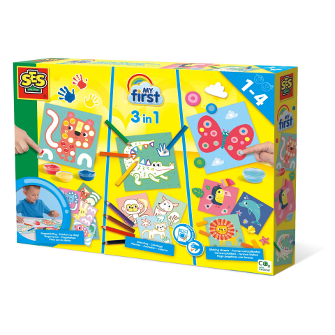 My First – Set pictură cu degete, colorare și lipire forme 3 în 1 [0]