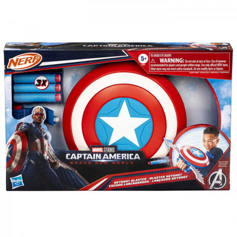 Jocuri si articole copii - NERF BLASTER SKYSHOT CAPTAIN AMERICA BRAVE NEW WORLD