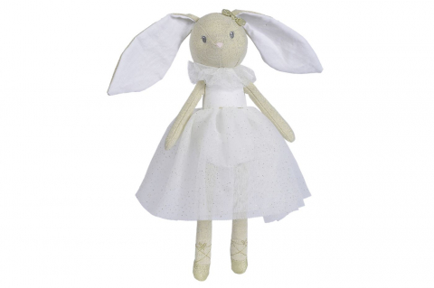 Jocuri si articole copii - NICOTOY IEPURASUL BALERINA CU ROCHIE ALBA 33CM