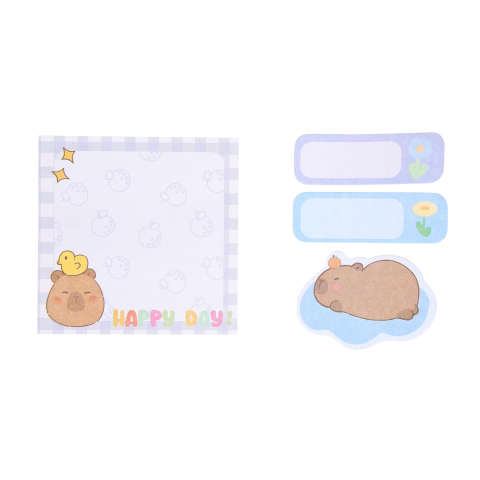 Notițe adezive Strigo Capybara albastru pastel – sticky notes decorative pentru birou [2]