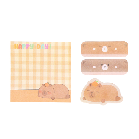 Notițe adezive Strigo Capybara peach pastel – sticky notes decorative pentru birou [2]