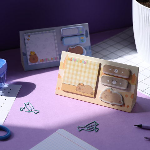Notesuri adezive - Notițe adezive Strigo Capybara peach pastel – sticky notes decorative pentru birou