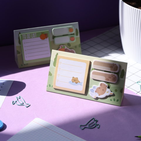 Notesuri adezive - Notițe adezive Strigo Capybara portocaliu pastel – sticky notes decorative pentru birou
