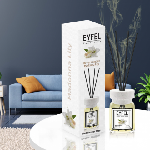 Decoratiuni - Odorizant camera cu betisoare, aroma de crin alb 120 ml,Eyfel