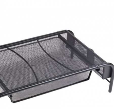 Organizator metalic cu 2 compartimente si sertar pentru accesorii de birotica [3]