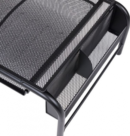 Organizator metalic cu 2 compartimente si sertar pentru accesorii de birotica [2]