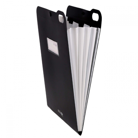 Folii și mape de protecție - Organizator Strigo vertical A4 cu 5 separatoare, capsă – negru