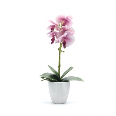 Decoratiuni - Orhidee artificiala cu o tija in ghiveci din ceramic