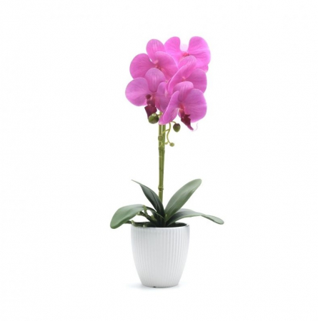 Decoratiuni - Orhidee artificiala cu o tija in ghiveci din ceramic