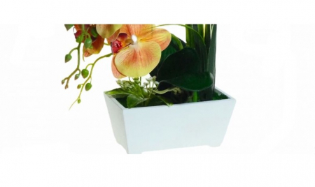 Orhidee artificiala decorativa in ghiveci ceramic [3]