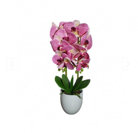 Decoratiuni - Orhidee artificiala decorativa cu 2 tije in ghiveci ceramic