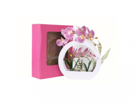 Orhidee artificiala decorativa in ghiveci din lemn [1]