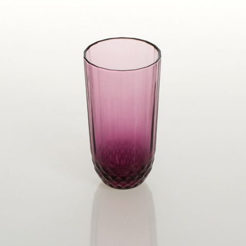 Pahar pentru bauturi,design dungi in relief,sticla,mov,345 ml [1]