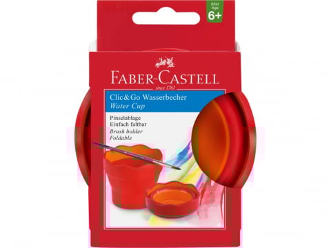 Produse art & craft-Lucru manual - Pahar pentru pictură Click-Go, roșu – Faber-Castell
