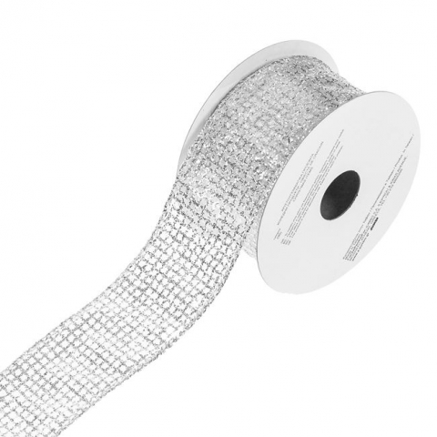Produse art & craft-Lucru manual - Panglica pentru decorare,argintiu glitter patratele,5mx3.8 cm