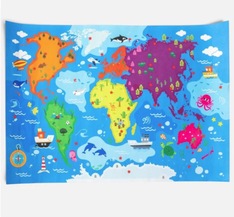Panou educativ Busy Board Harta Interactiva a Lumii din fetru, 103x70 cm [3]