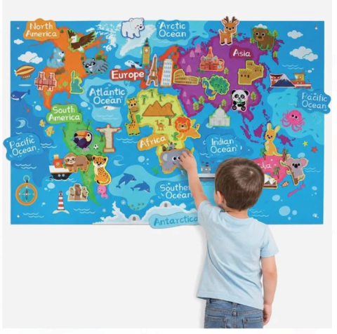 Panou educativ Busy Board Harta Interactiva a Lumii din fetru, 103x70 cm [2]