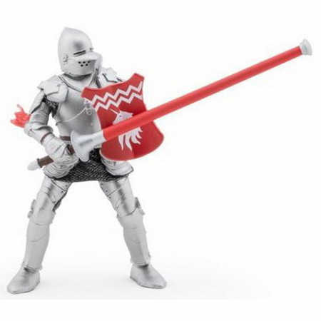 Jocuri si articole copii - PAPO - Figurina Cavaler cu Suliță și Scut Roșu 