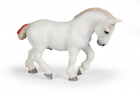 Jocuri si articole copii - Papo - Figurină Percheron Alb Cal de Povară 