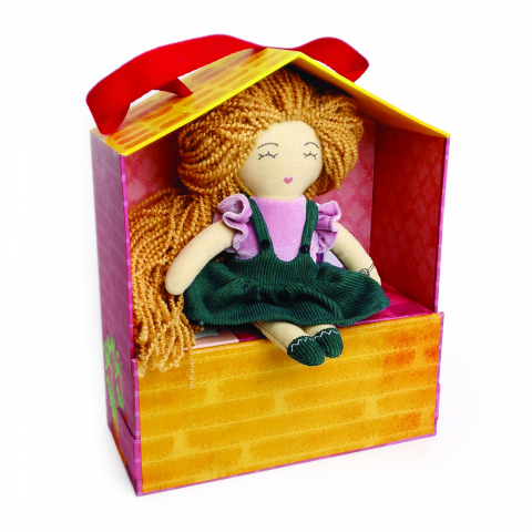 Papusi & accesorii - Set de joaca Papusa Anna cu casa si mobilier din carton,20 cm