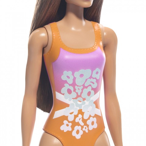 PAPUSA BARBIE BRUNETA CU COSTUM DE BAIE INFLORAT [5]