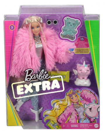 Papusi & accesorii - Papusa Barbie Extra Style Fluffy Pinky 