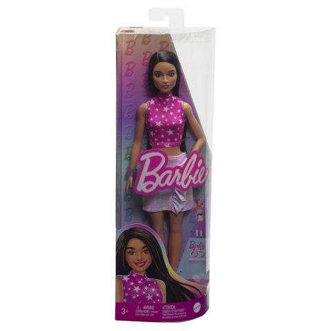 Papusi & accesorii - Papusa Barbie Fashionista Bruneta Cu Top Cu Stelute