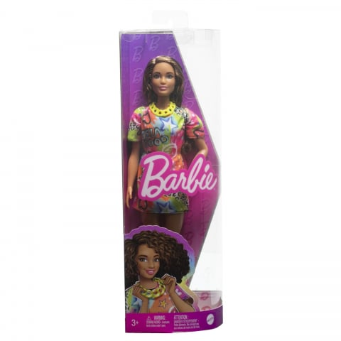 Papusi & accesorii - Papusa Barbie Fashionista Satena Cu Rochie Cu Imprimeu Good Vibes