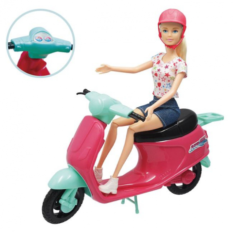Papusi & accesorii - Papusa Betty cu scuter si accesorii incluse-Aventura Urbana