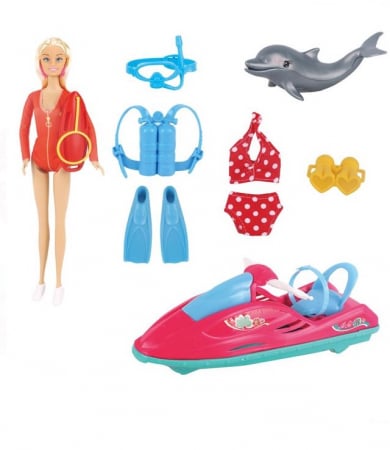 Jocuri si articole copii - Papusa salvamar cu jet ski si accesorii
