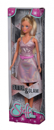 Papusa steffi glitter glam cu rochie roz [2]