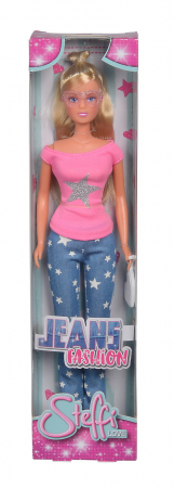 Papusi & accesorii - Papusa steffi jeans fashion cu bluza roz