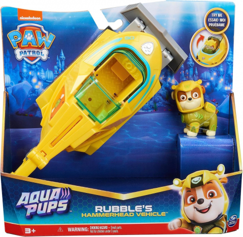 Jocuri si articole copii - PATRULA CATELUSILOR AQUA PUPS RUBBLE SI VEHICULUL DE SALVARE RECHINUL CIOCAN