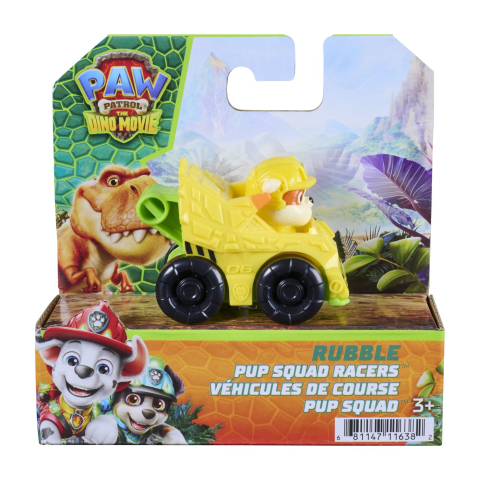 Avioane si Elicoptere jucărie - PATRULA CATELUSILOR FILMUL CU DINOZAURI PUP SQUAD RACERS VEHICUL CU FIGURINA RUBBLE 6.5CM
