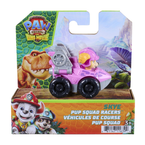 Avioane si Elicoptere jucărie - PATRULA CATELUSILOR FILMUL CU DINOZAURI PUP SQUAD RACERS VEHICUL CU FIGURINA SKYE 6.5CM