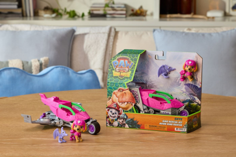 PATRULA CATELUSILOR FILMUL CU DINOZAURI SET DINO VEHICUL AVION CU FIGURINA SKYE SI ACCESORII 15CM [8]