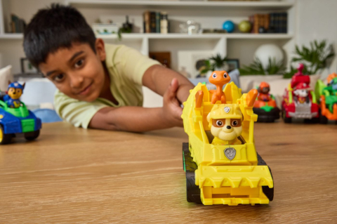 PATRULA CATELUSILOR FILMUL CU DINOZAURI SET DINO VEHICUL BULDOZER CU FIGURINA RUBBLE SI ACCESORII 15CM [3]