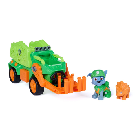 PATRULA CATELUSILOR FILMUL CU DINOZAURI SET DINO VEHICUL CAMION DE RECICLARE CU FIGURINA ROCKY SI ACCESORII 15CM [1]