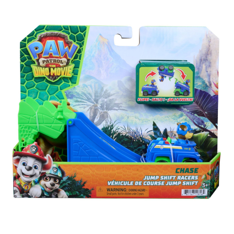 Figurine cu eroi si personaje - PATRULA CATELUSILOR FILMUL CU DINOZAURI SET VEHICUL CU RAMPA SI FIGURINA CHASE