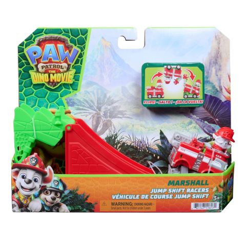 Figurine cu eroi si personaje - PATRULA CATELUSILOR FILMUL CU DINOZAURI SET VEHICUL CU RAMPA SI FIGURINA MARSHALL