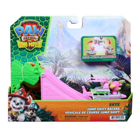 Figurine cu eroi si personaje - PATRULA CATELUSILOR FILMUL CU DINOZAURI SET VEHICUL CU RAMPA SI FIGURINA SKYE