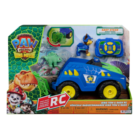 Vehicule și mașinuțe - PATRULA CATELUSILOR FILMUL CU DINOZAURI SET VEHICUL DINO RC CU TELECOMANDA FIGURINA CHASE SI ACCESORII
