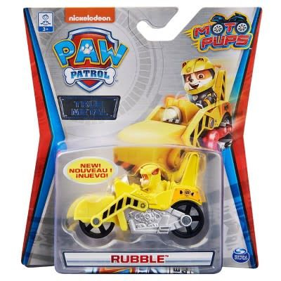 Jocuri si articole copii - PATRULA CATELUSILOR MACHETA METALICA RUBBLE CU MOTOCICLETA