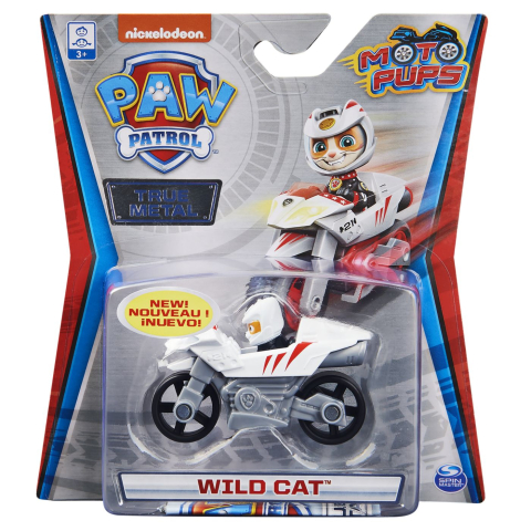 Jocuri de Rol - PATRULA CATELUSILOR MACHETA METALICA WILD CAT CU MOTOCICLETA